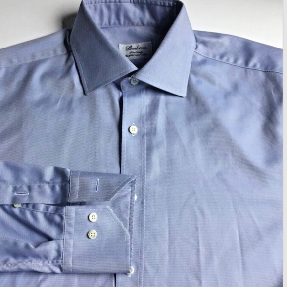Stenstroms fitted body light blue 2 fold super cotton twill dress shirt Sz 15.5 - Picture 6 of 9